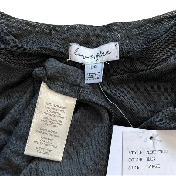 Love Fire Girls Black Mesh Overlay Crop Tee L - Picture 2 of 2